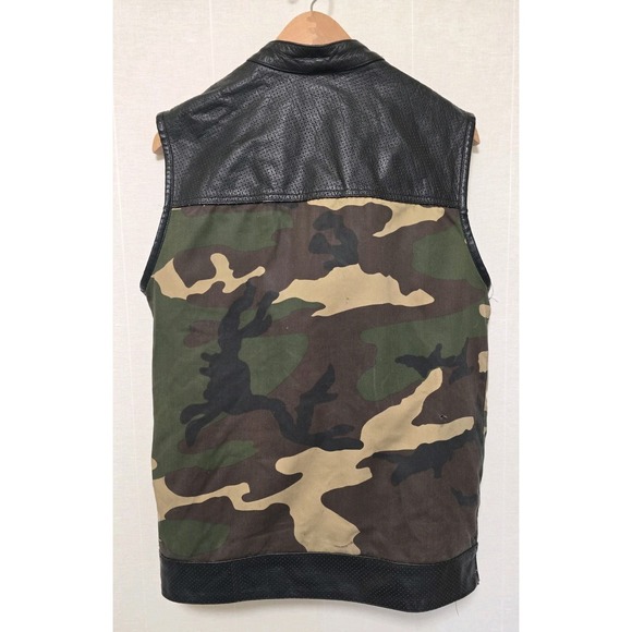 Chopper Kings California Mens Camo Leather Vest Size Meduim- Flaws - Picture 2 of 9